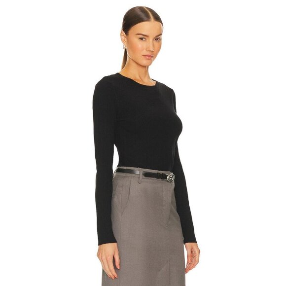 525 Frankie Rib Crew Neck Pullover Sweater in Black XSmall New Womens Knit Top - Picture 3 of 8